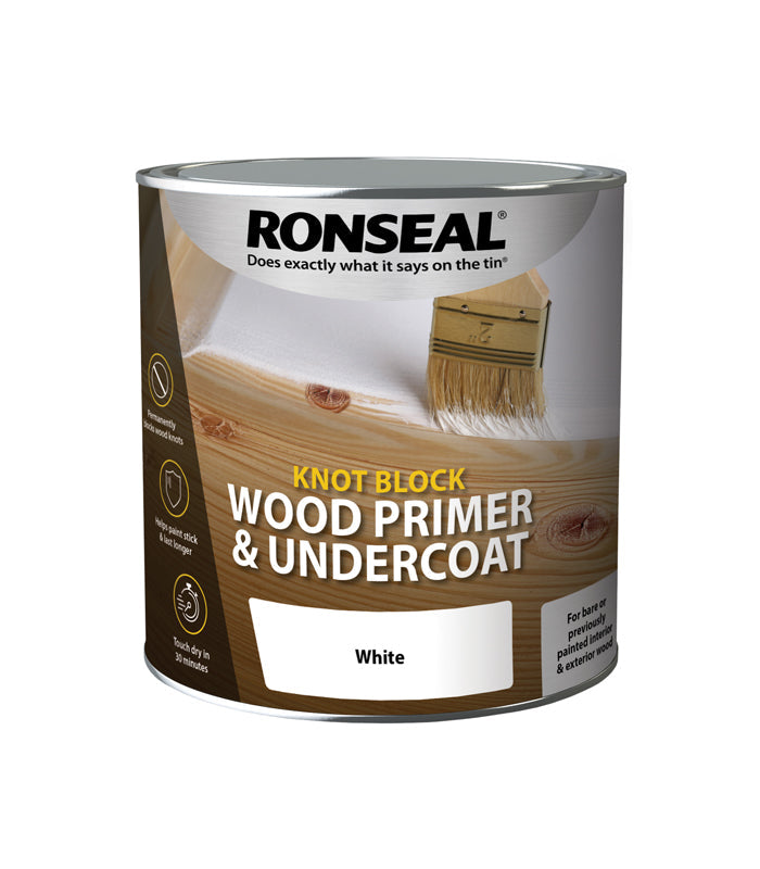 Ronseal Knot Block | Wood Primer And Undercoat | White | 750ml