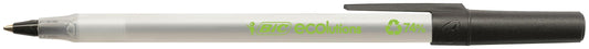 Bic Ecolutions Round Stic Ballpoint Pen Recycled 1mm Tip 0.32mm Line Black (Pack 60) - 8932392