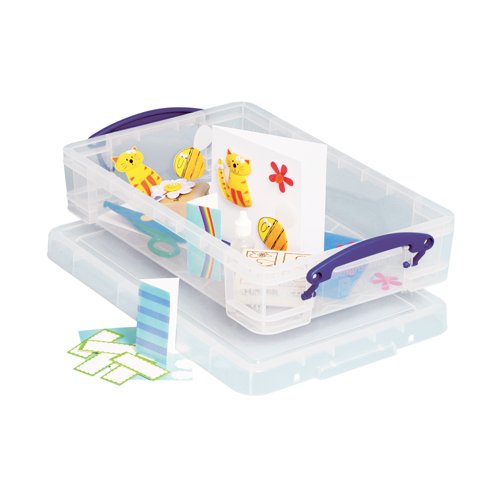 Really Useful 4L Plastic Storage Box With Lid 395x255x80mm Clear KING4C