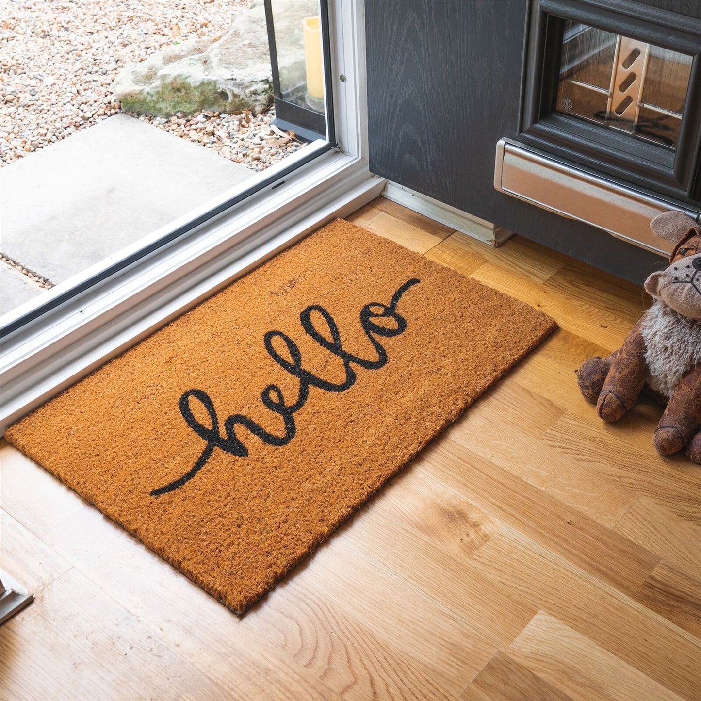 Fixtures "Hello" 33.5cm x 60cm PVC Backed Coir Door Mat