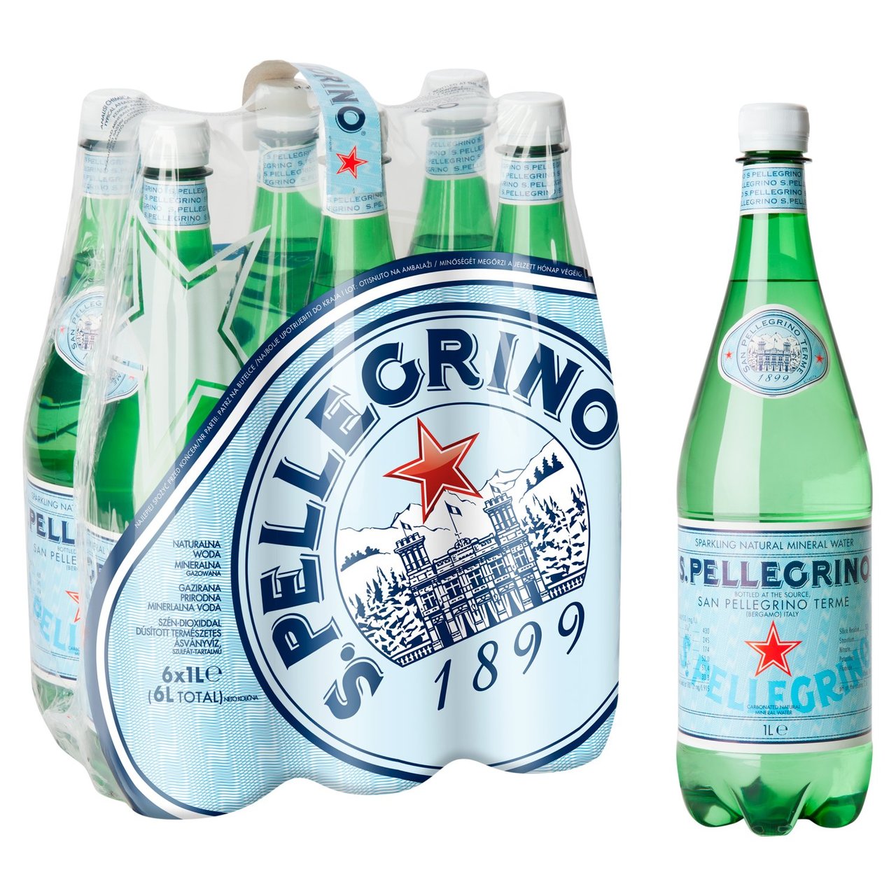 San Pellegrino Sparkling Water 6 X 1ltr (Plastic Bottle)