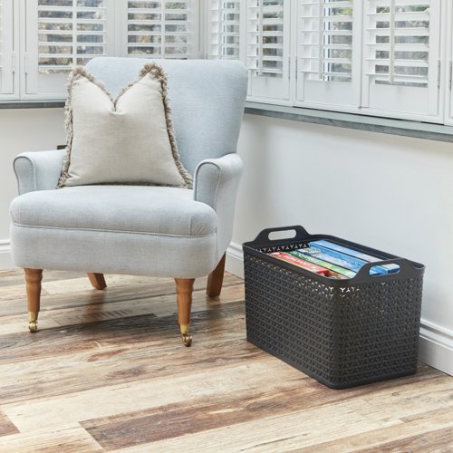 Strata Extra Large Basket with Lid 42L Charcoal Grey XW131-CHA-VW