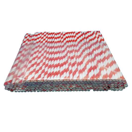 Belgravia Biodegradable Red & White Paper Stripey Straws Pack 500's - UK BUSINESS SUPPLIES