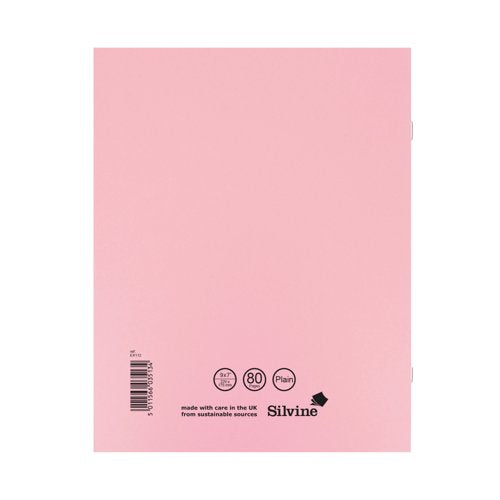 Silvine Exercise Book Plain 229x178mm Pink (Pack of 10) EX112