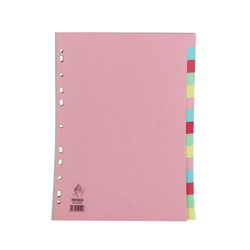 A4 Manilla Divider 110gsm 15-Part Pink with Assorted Tabs WX01516