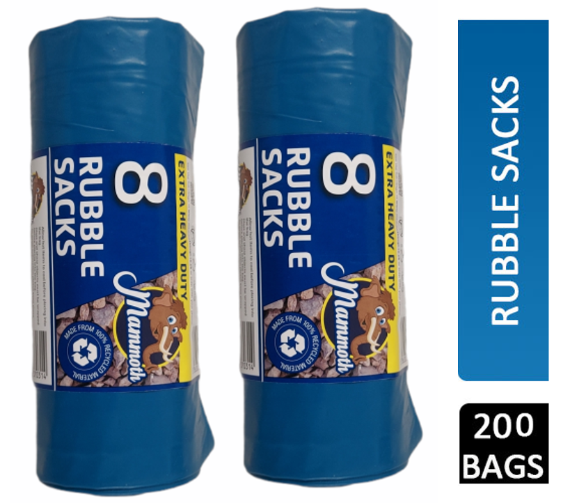 Rubble Sacks Blue/Black (30kg+) 8 Bags Per Roll