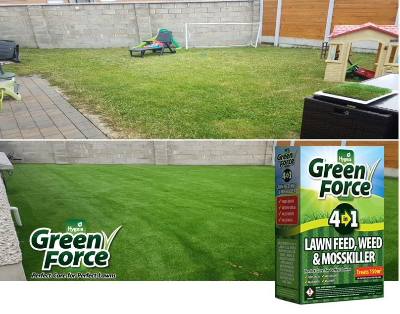 Hygeia Green Force 4in1 Lawn Feed, Weed & Moss Killer 3kg
