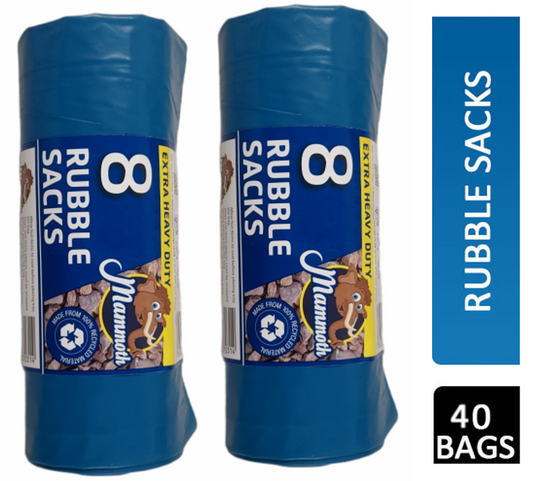 Rubble Sacks Blue/Black (30kg+) 8 Bags Per Roll