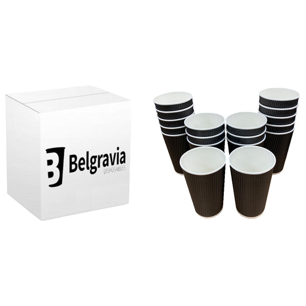 GARDEN & PET SUPPLIES - 8oz Belgravia Triple Walled Black Ripple Cups Pack 25's
