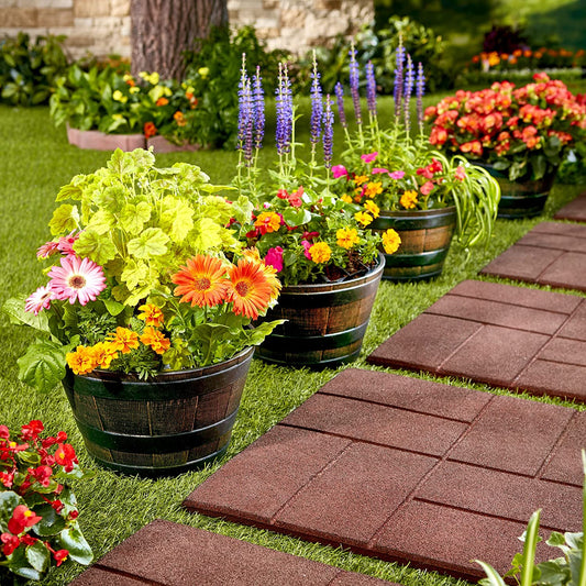 Fixtures Half Barrel Cask Brown 40cm x 27cm Medium Planter