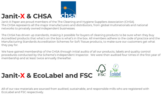 Janit-X Eco 100% Recycled XL Centrefeed Rolls Blue 6 x 150m CHSA Accredited