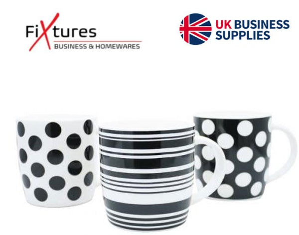 Fixtures Brand Black & White 12oz/350ml Coffee/Tea Mug - GARDEN & PET SUPPLIES