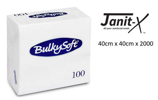 Bulky Soft Napkins White 100 2Ply 40cm x 40cm