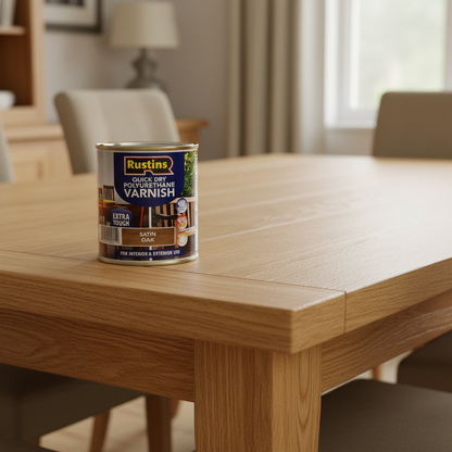 Rustins Quick Drying Poly Varnish Satin Oak 500Ml