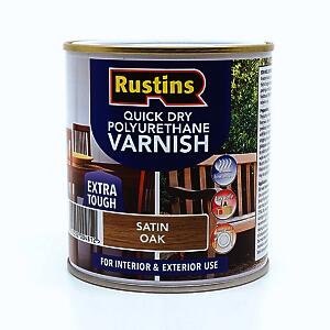 Rustins Quick Drying Poly Varnish Satin Oak 500Ml