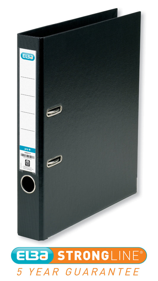 Elba Lever Arch File Plastic A4 50mm Spine 40mm Capacity Black 100202102