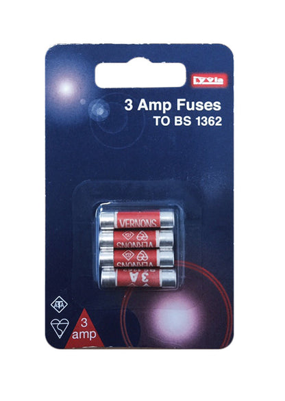 Lyvia Electrics 3 Amp Fuses to BS1362 Standard Pack Of 4