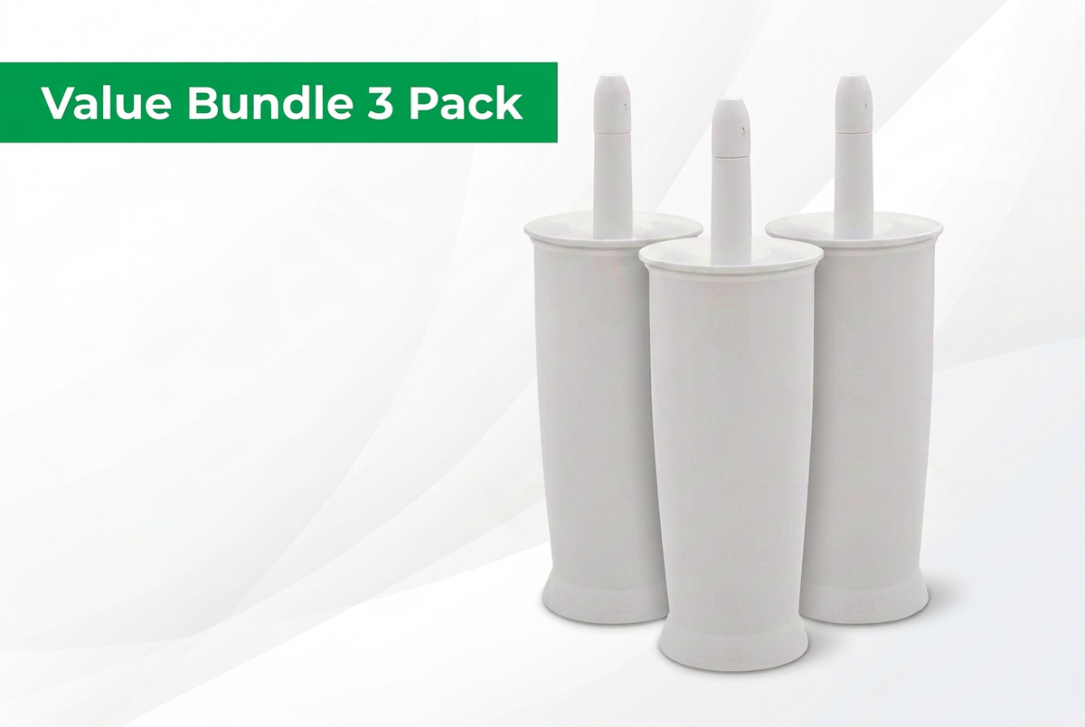 Addis Closed Toilet Brush Set, Plastic, White, 12.5 x 12.5 x 39 cm, 510284
