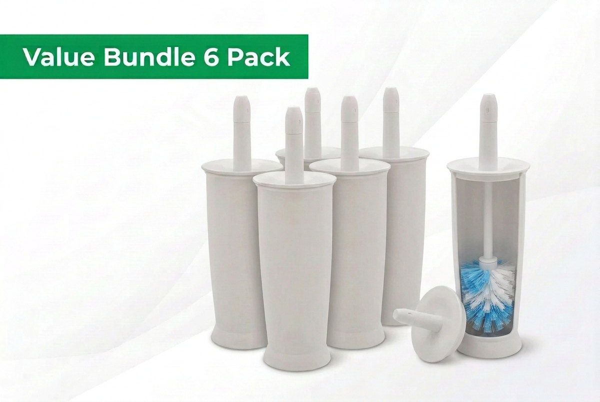 Addis Closed Toilet Brush Set, Plastic, White, 12.5 x 12.5 x 39 cm, 510284