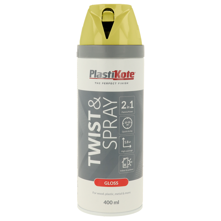Plastikote Premium Paint Spray | Gloss Finish | Yellow | 400ml.