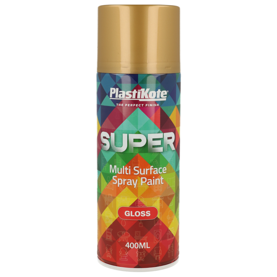 PlastiKote SUPER Spray Paint | Gold | 400ml | Gloss Finish