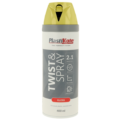Plastikote Premium Paint Spray | Gloss Finish | Yellow | 400ml.