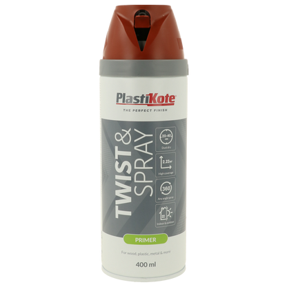 Plastikote Twist and Spray Primer | 400ml | Red Oxide