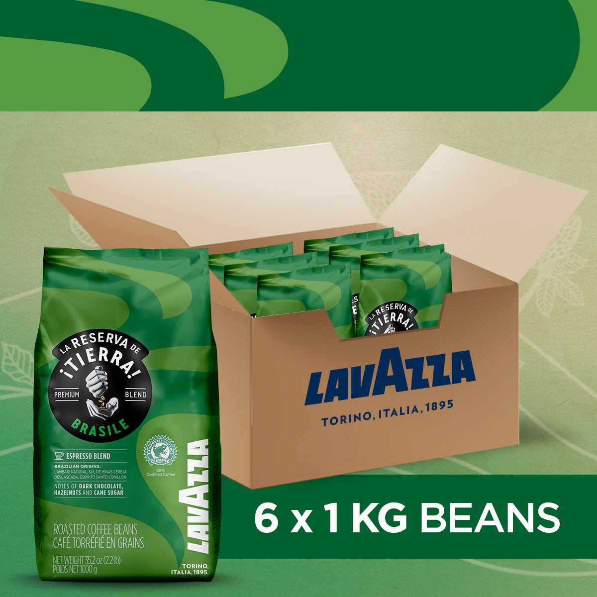 Lavazza Tierra Brasile Premium Blend Coffee Beans 1kg - UK BUSINESS SUPPLIES