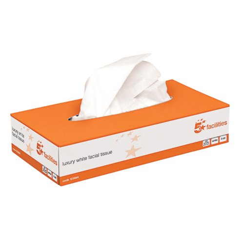 5 Star Luxury Facial Tissues Box 2-Ply 100 Sheets White (Pack of 36) 123884