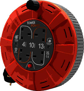 Tower 4 Socket 10 Metre 13 Amp Cable Reel Cassette