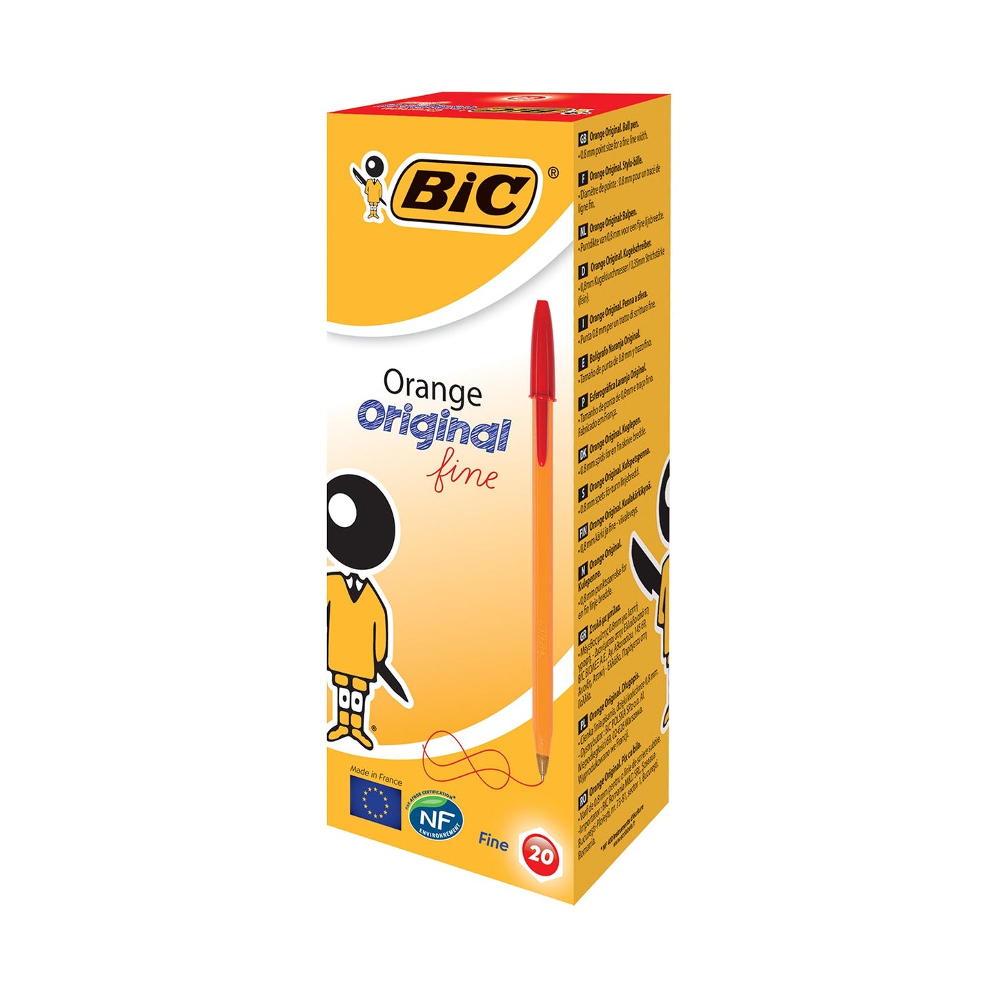 BIC Orange Fine Red Pens (Pack of 20)