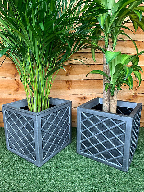 Lazio Pewter Small 32cm Square Planter (GN697-PEW-ST)