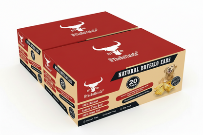 The Buffalo Co: Buffalo Ears Dog Treats | 100% Natural | Min 5" Long | 20 Box