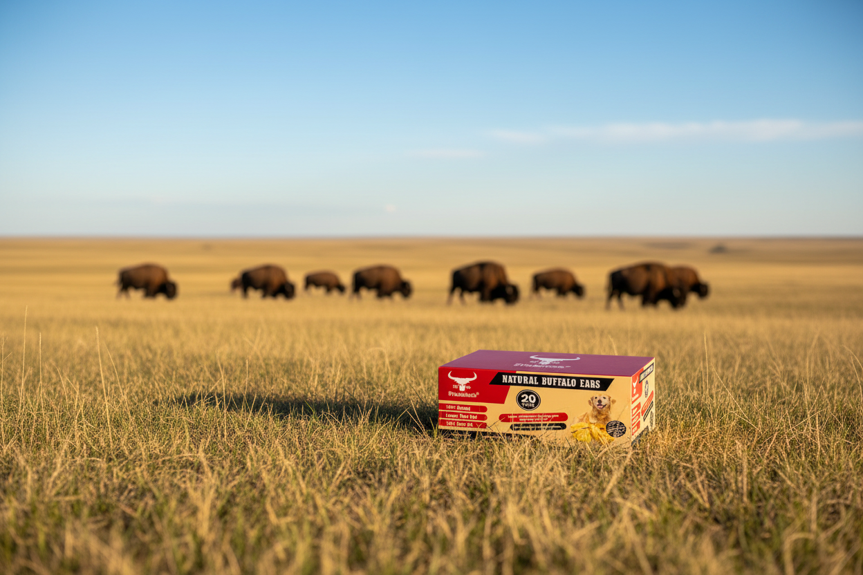 The Buffalo Co: Buffalo Ears Dog Treats | 100% Natural | Min 5" Long | 20 Box