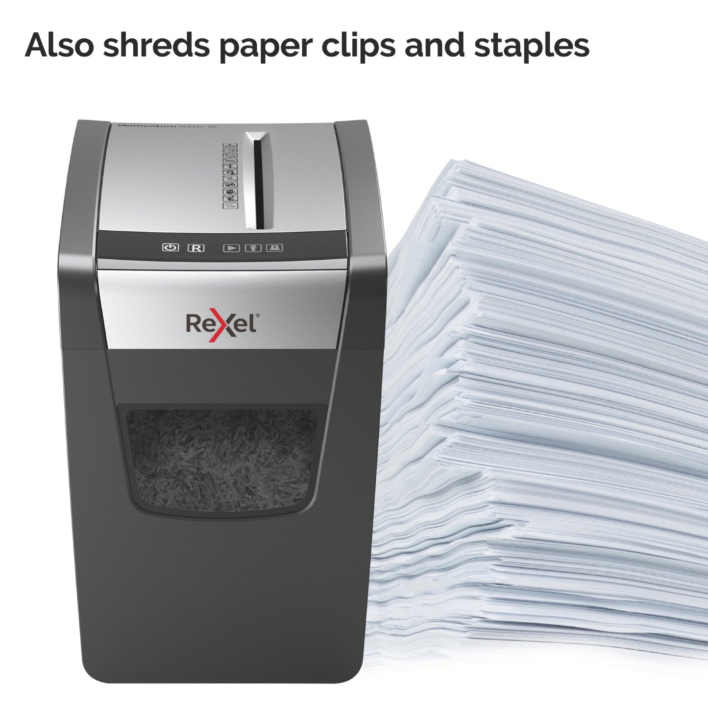 Rexel Momentum X410-SL Slimline Cross Cut Shredder 23 Litre 10 Sheet Black 2104573