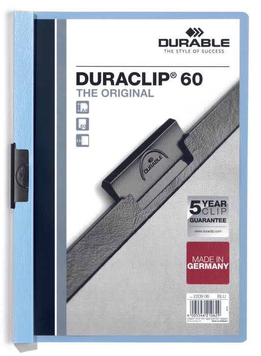 Durable Duraclip 60 Report File 6mm A4 Blue (Pack 25) 220906