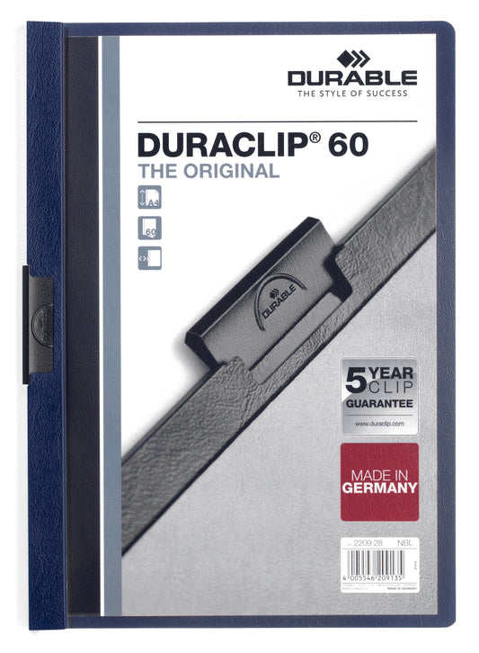 Durable Duraclip 60 Report File 6mm A4 Midnight Blue (Pack 25) 220928