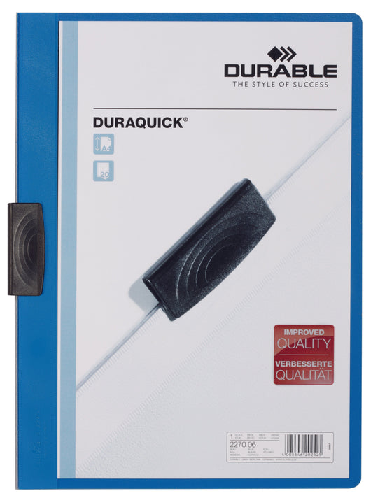 Durable Duraquick Clip Folder A4 Blue (Pack 20) 227006
