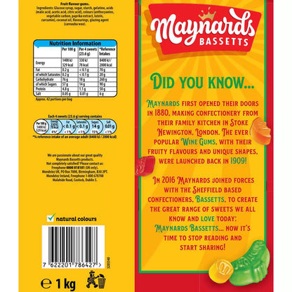 Maynards Bassetts Wine Gums, Mega Sharing Bag 1kg