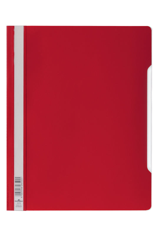 Durable Clear View Report Folder Extra Wide A4 Red (Pack 50) 257003