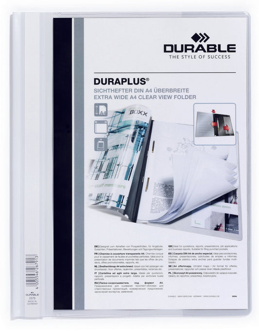 Durable Duraplus Report Folder Extra Wide A4 White (Pack 25) 257902