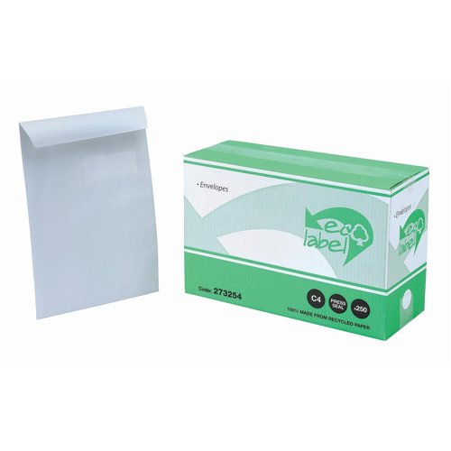 5 Star Recycled C4 Window Pocket Envelope Self Seal 90gsm 324x229mm White (Pack of 250) 273254