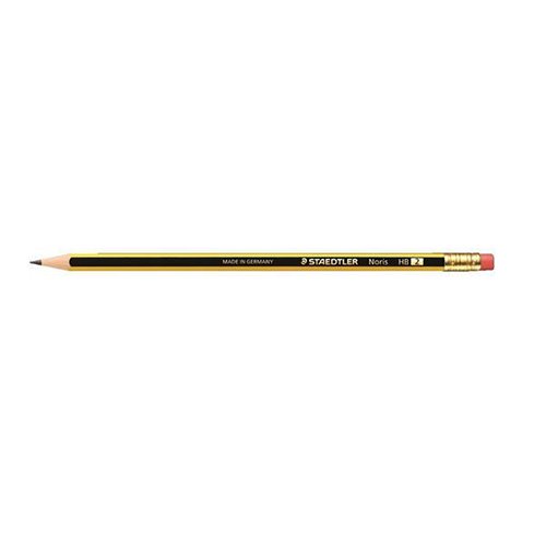 Staedtler 120 Noris Pencil Cedar Wood with Eraser HB Pack 12 Code 122HBRT - UK BUSINESS SUPPLIES