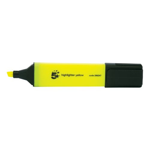 5 Star Highlighter Chisel Tip 1-5mm Line Yellow (Pack of 12) 296247
