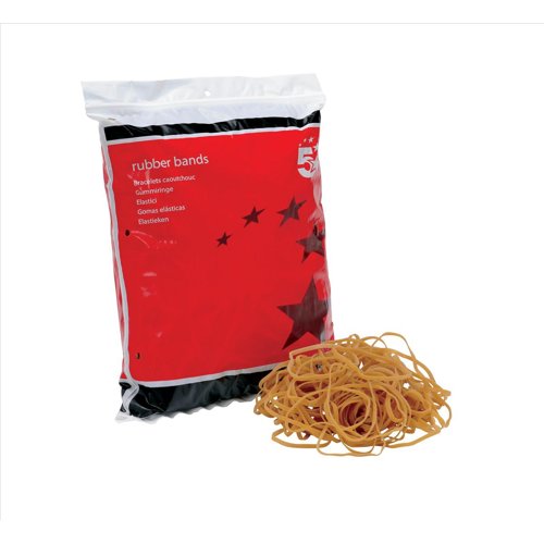 5 Star Rubber Bands No32 76x3mm Approx 800 Bands 454g Bag 296409