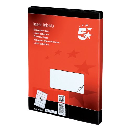 5 Star Multipurpose Labels Laser Copier Inkjet 99.1x38.1mm White (Pack of 1400) 296794