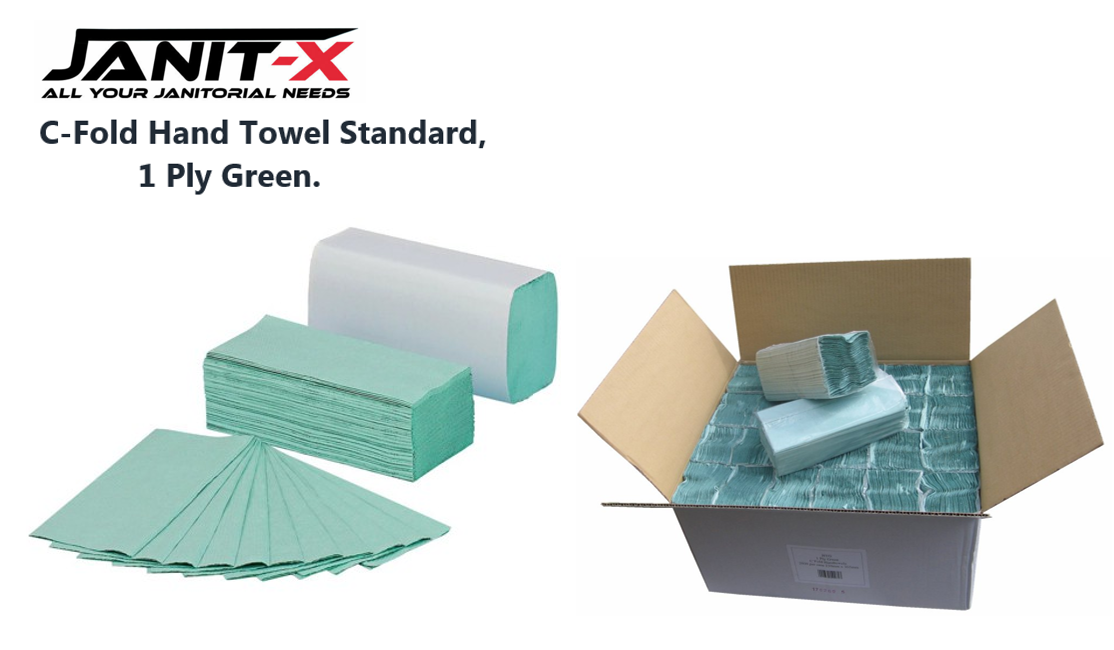 Janit-X C-Fold Hand Towel Standard, 1 Ply Green 210's - UK BUSINESS SUPPLIES