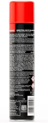Rentokil Insectrol Moth Spray 300ml – Fast-Acting aerosol eliminates Moths & Larvae. Protects Clothes & Home.