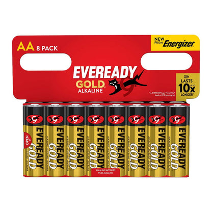 Eveready AA Alkaline Gold | 10 x Extra Life | 8 Pack