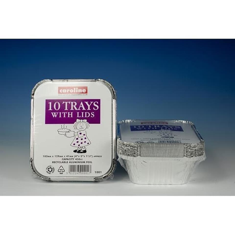 Caroline Foil Trays & Lids 16oz | 103 x 129 x 41mm | 1 x 10pk